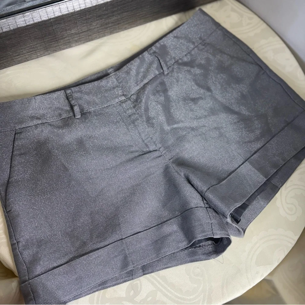 New York & Company Gray metallic Flat Front Shorts